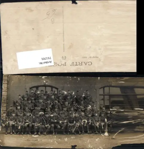 711701 Gruppenbild Soldaten Uniform Musik Militärmusik WW1 France