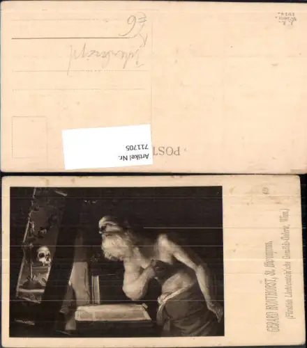 711705 Künstler AK Gerard Honthorst St Hieronymus Alter Mann Totenkopf Tod pub J. Löwy 419
