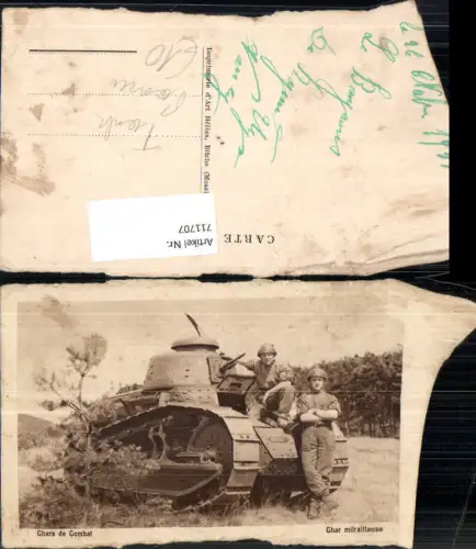 711707 Chars de Gombat Char milrailleuse Tank Panzer WW1 Militär