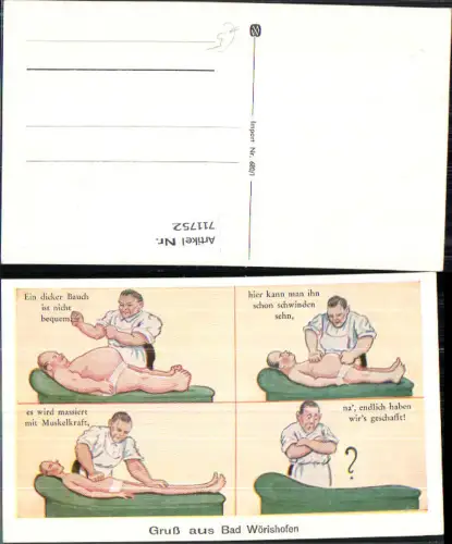 711752 Künstler AK Masseur Kur Humor Bad Wörishofen Spruch