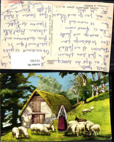 711762 Künstler AK Sainte Bernadette gardant ses moutons a Bartres Heilige Beten Schafe Tiere Religion