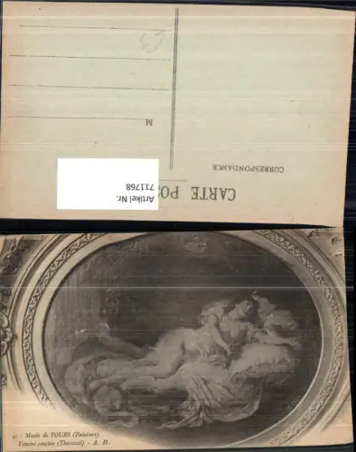 711768 Künstler AK Femme couchee Tharaval Frau Barbusig Nude Erotik Musee de Tours