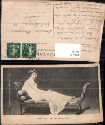 711772 Künstler AK Portrait de Mme. Recamier Frau Erotik