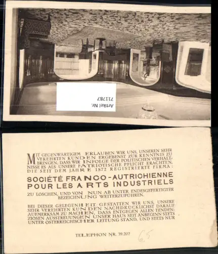 711787 Text Societe Franco-Autrichienne pour les Arts Industriels Telephon Nr 39202 Geschichte