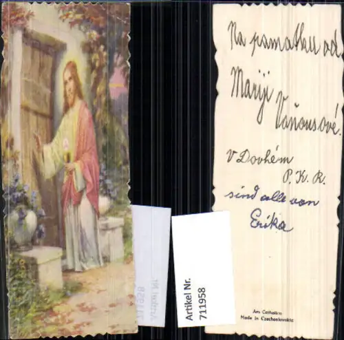 711958 Heiligenbild Heiligenbildchen Jesus mit Kelch klopft a. Tür Religion