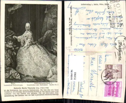 711961 Künstler AK Kaiserin Maria Theresia Karte Nr 5 Geschichte Schloss Schönbrunn Adel Monarchie