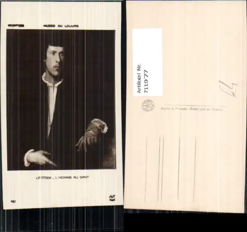 711977 Künstler AK Le Titien L Homme au Gant Tizian Maler Kunst