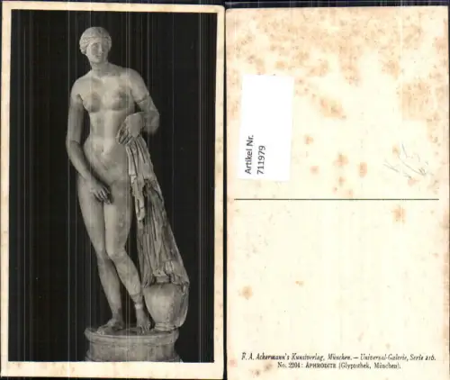 711979 Künstler AK Aphrodite Frauen Statue Nacht Erotik pub F. A. Ackermann 216/2204