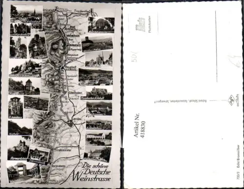 418830,Landkarten Ak Die Deutsche Weinstrasse Grünstadt Landau Schweigen Vogelschau