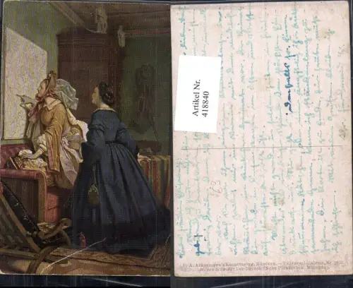418840,Künstler Ak M. v. Schwind Der Besuch Frauen m. Landkarten pub F. A. Ackermann 2933