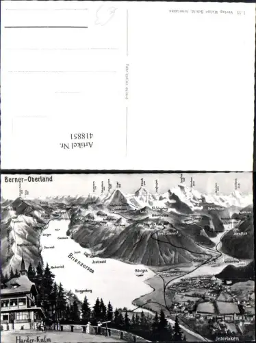 418851,Landkarten Ak Brienzersee Berner-Oberland Harder-Kulm Vogelschau