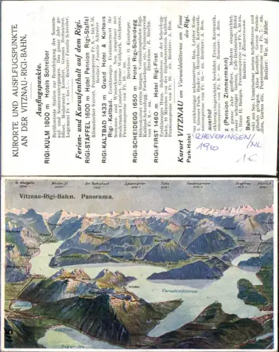 430607,Landkarten Ak Vogelschau Vitznau-Rigi-Bahn Panorama Luzern