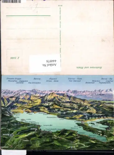 444978,Landkarten AK Bodensee und Rhein Lindau Gipfelkarte pub Ottmar Zieher Z 5986