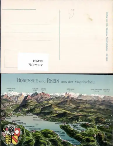 444994,Landkarten AK Bodensee a. Rhein a. d. Vogelschau Lindau Gipfelkarte