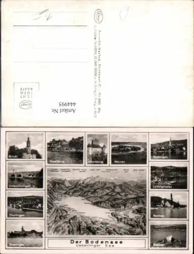 444995,Landkarten AK Der Bodensee Ueberlinger See Mainau Birnau Bodman