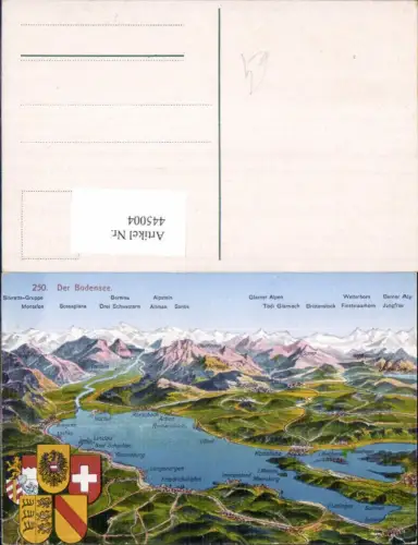 445004,Landkarten AK Der Bodensee Konstanz Lindau Wappen