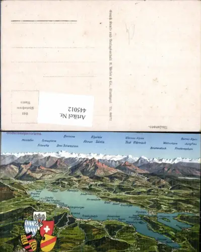 445012,Landkarten AK Bodensee Lindau Konstanz Wappen Gipfelkarte