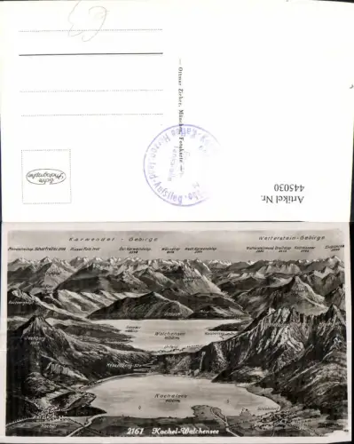 445030,Landkarten AK Kochelsee Walchensee Karwendel Gebirge