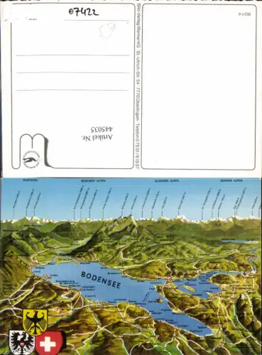 445035,Landkarten AK Bodensee Lindau Konstanz Gipfelkarte Wappen