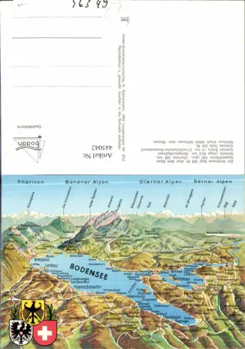 445042,Landkarten AK Bodensee Lindau Konstanz Gipfelkarte Wappen