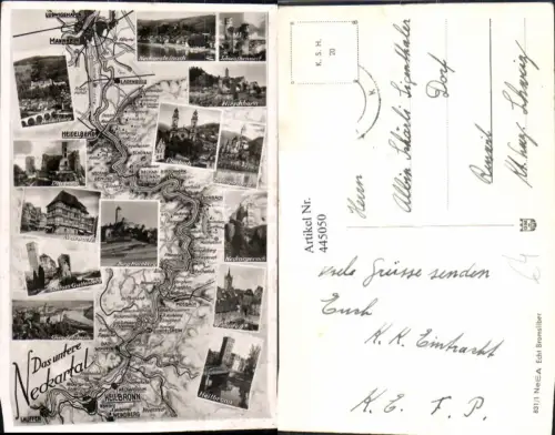 445050,Landkarten AK Das untere Neckartal Mannheim Heidelberg Gundelsheim Heilbronn