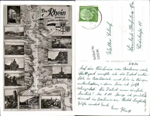 539246,Landkarten AK Rhein Mainz Koblenz Boppard Bingen