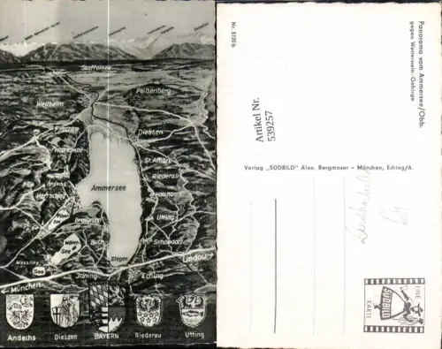 539257,Landkarten AK Ammersee Stegen Eching Inning Weilheim Diessen Peißenberg
