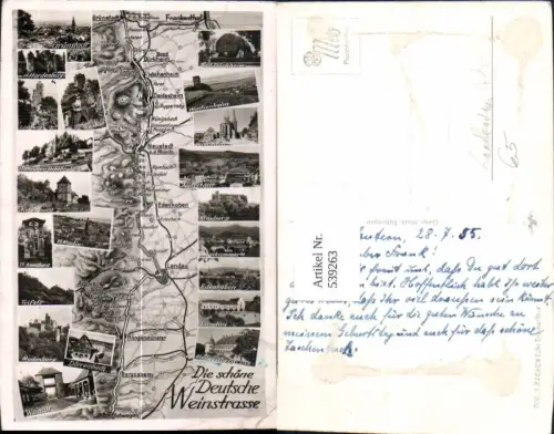 539263,Landkarten AK Weinstrasse Bergzabern Trifels Kropsburg Maxburg Edenkoben