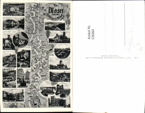 539264,Landkarten AK Mosel Koblenz Trier Ehrenburg Kochem Beilstein Stuben