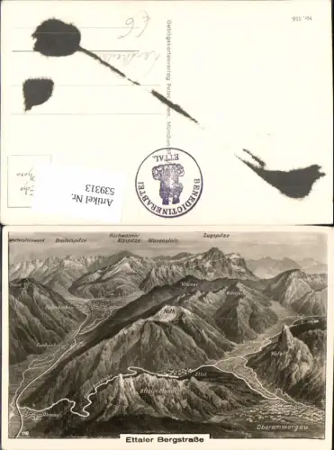 539313,Vogelschau AK Ettaler Bergstraße Ettal Oberammergau Oberau Farchant Graswang