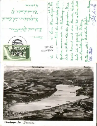 539331,Vogelschau AK Starnberg feldafing Tutzing Berg leoni nachträglich entwertet Stempel