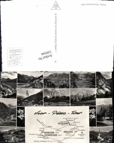 539344,Landkarten AK Vier Pässe Tour Lech Warth Zürs Reutte Imst Flexenstrasse