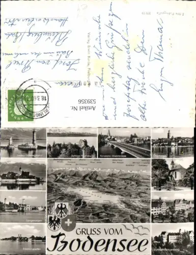 539356,Vogelschau AK Bodensee Langenargen Wasserburg Überlingen