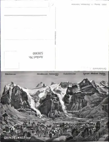 539360,Vogelschau AK Grindelwald Panorama Wetterhorn