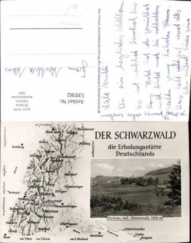 539382,Landkarten AK Schwarzwald Breitnau Freiburg Schluchsee Freudenstadt
