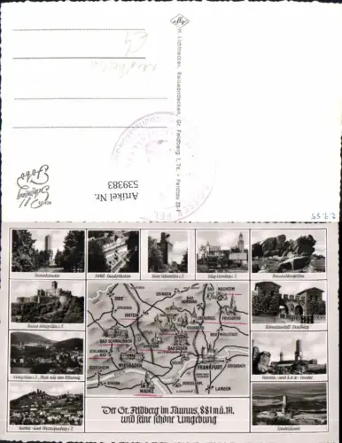 539383,Landkarten AK Feldberg Kronberg Saalburg Eppstein Rüdesheim langen
