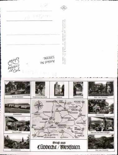 539396,Landkarten AK Lübbecke Westfalen Minden Bückeburg Hameln Wunstorf Herford