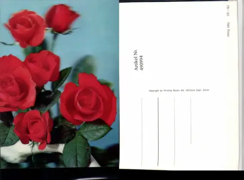 490994,3D 3 D 3-D Karte Wackelkarte Red Roses Rote Rosen