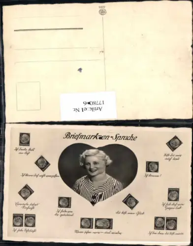 177806,Briefmarkensprache Briefmarken Sprache Herz Frau
