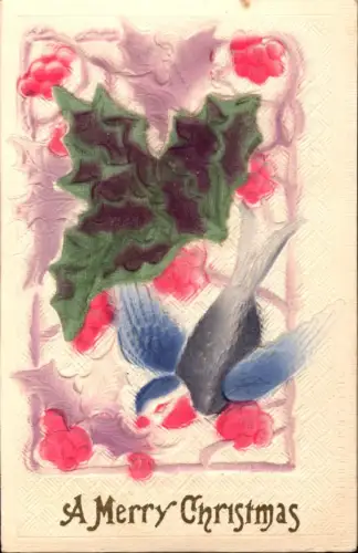 338983,Material Ak Stoff Samt Stechpalmen Blätter Schwalbe A Merry Christmas Weihnachten