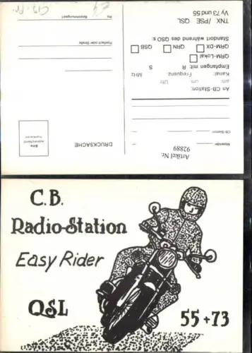 92889,QSL CB Karte Easy Rider Motorrad Fahrer