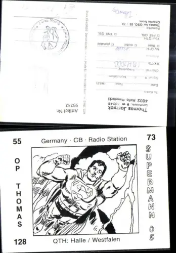 93232,QSL CB Karte Halle Westfalen Superman 05 Stempel Aurea Moguntia QSL Club of West Germany Mainz