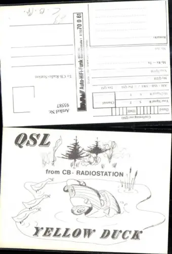 93587,QSL CB Karte Yellow Duck Auto Enten