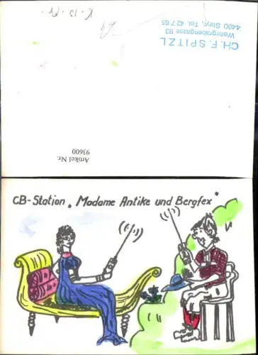 93600,QSL CB Karte Steyr Madame Antike u. Bergfex