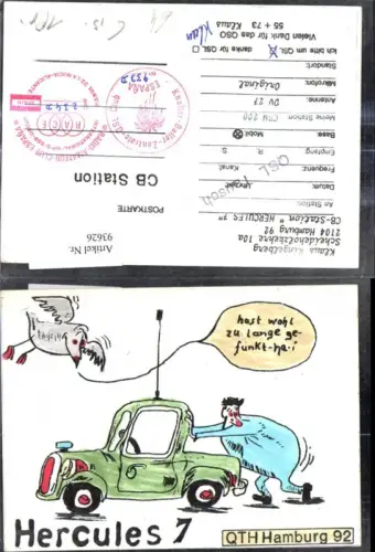 93626,QSL CB Karte Hamburg Hercules 7 Auto Vogel