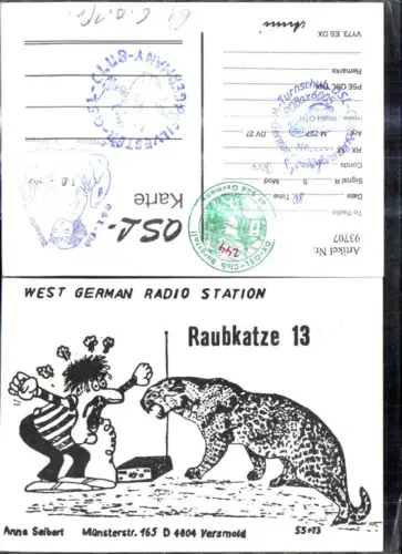93707,QSL CB Karte Versmold Raubkatze 13