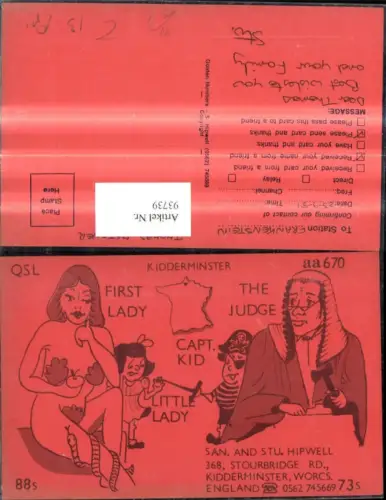 93739,QSL CB Karte Kidderminster Worcs. England First Lady The Judge Capt. Kid Little Lady
