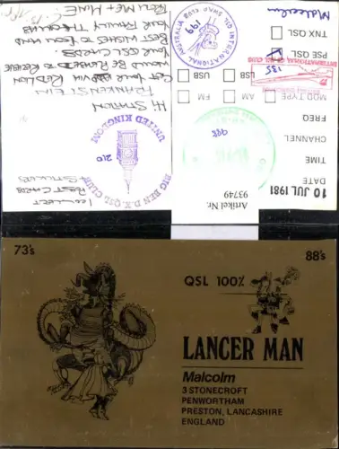 93749,QSL CB Karte Manchester Bravo Golf Whiskey Fishermann