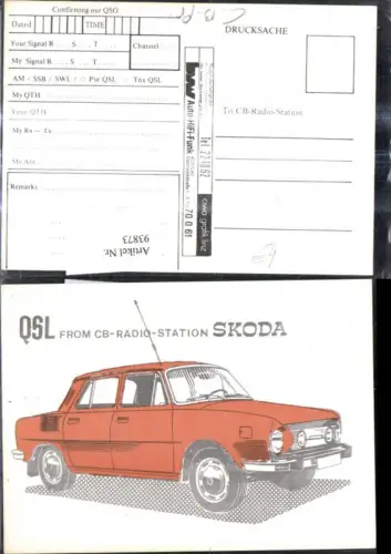 93873,QSL CB Karte Linz Skoda Auto
