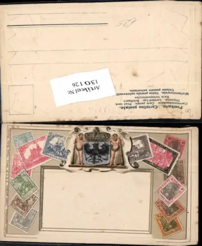 130126,Präge Litho Philatelie Ansichtskarte Wappen Nr 11 Briefmarken pub Zieher Deusches Reich 1907